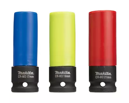 VOIMAHYLSYLAJITELMA PITKÄT HYLSYT 85MM MUOVISUOJUKSELLA. VÄÄNTIÖ 1/2", 17, 19 JA 21MM - Ruuvauskärjet ja hylsyt - E-12354 - 1