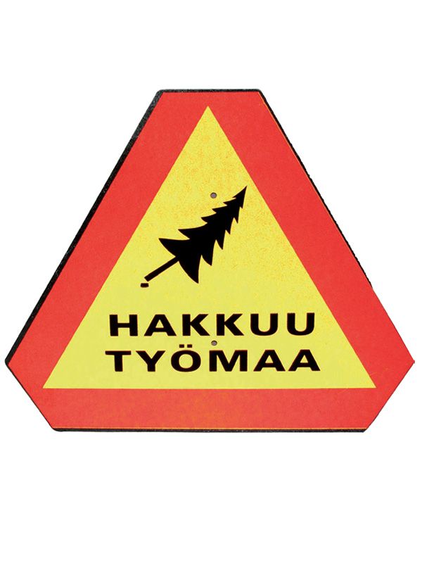 Hakkuutyömaa varoituskolmio - Merkintävälineet ja metsurin mitat - K13844 - 1