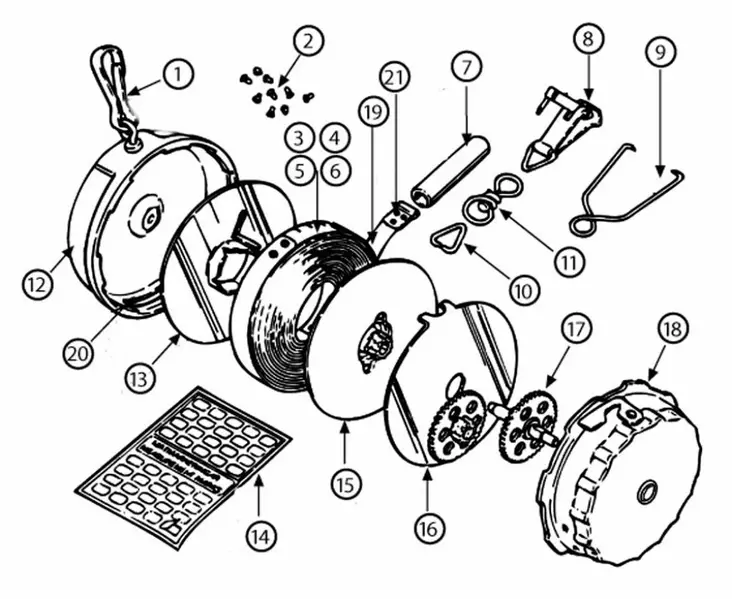 Ripustushaka ja pidin - Mittanauhojen varaosat - 5056973-34 - 1