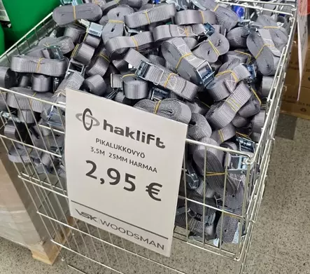 PIKALUKKOVYÖ 3,5M NAUHA 25MM HARMAA HAKLIFT - Ajoleikkurin peräkärryt ja rampit - SVPL250035H - 1