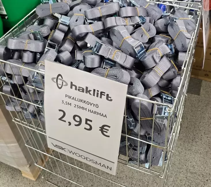 PIKALUKKOVYÖ 3,5M NAUHA 25MM HARMAA HAKLIFT - Ajoleikkurin peräkärryt ja rampit - SVPL250035H - 1