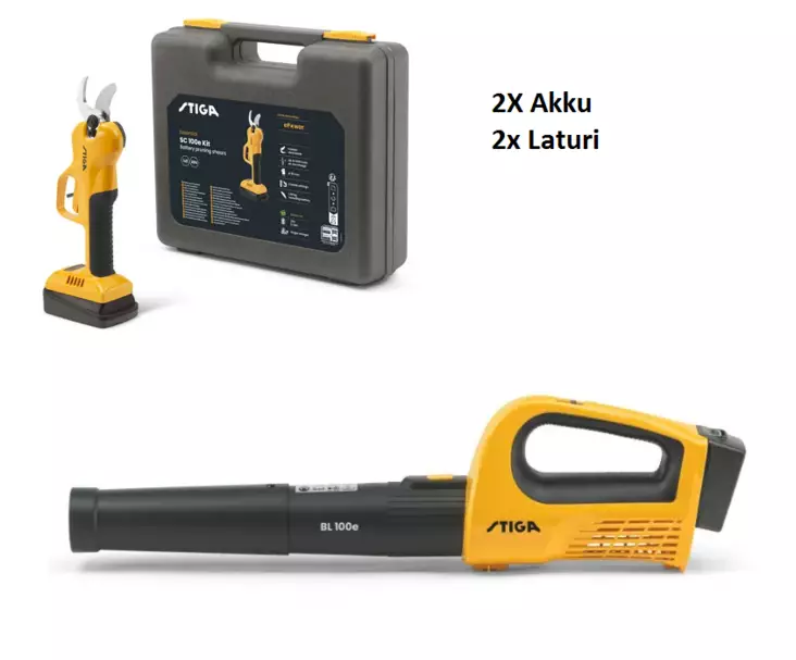 STIGA SC 100E sakset ja BL Puhallin - STIGA akkukäyttöiset pienkoneet - 257022001ST1KIT - 1